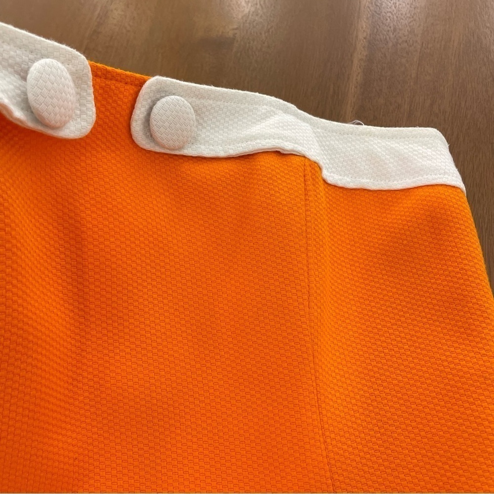David Meister Strapless Retro Orange White Dress - Picture 12 of 13